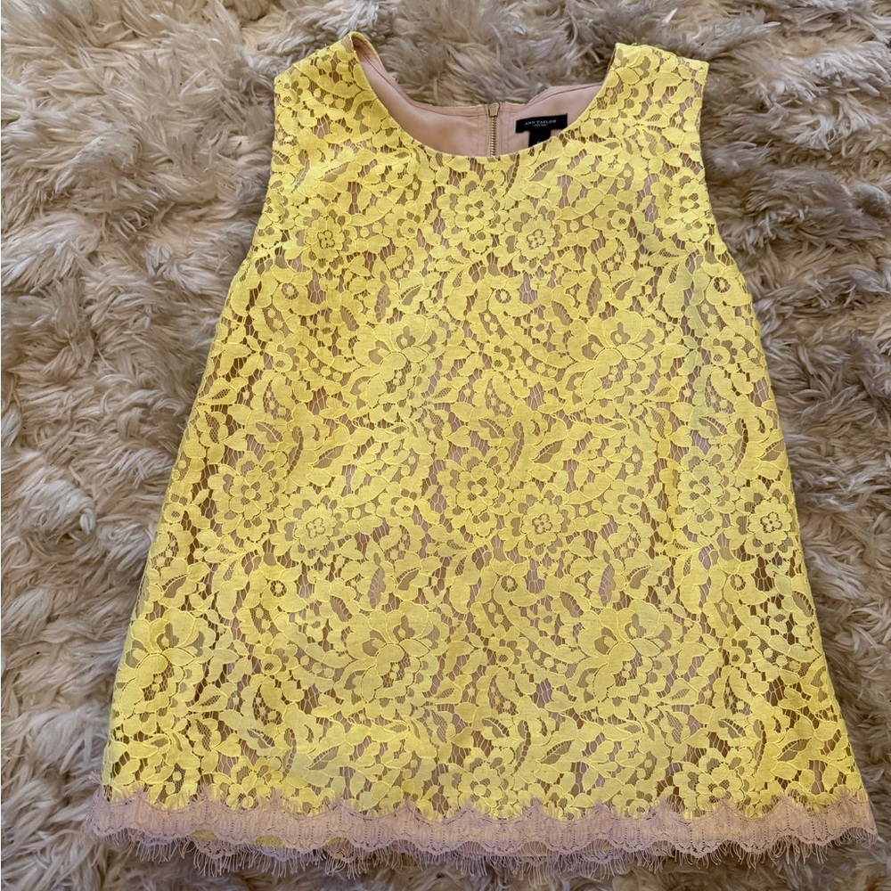 Yellow Lace Sleeveless Top/ Ann Taylor